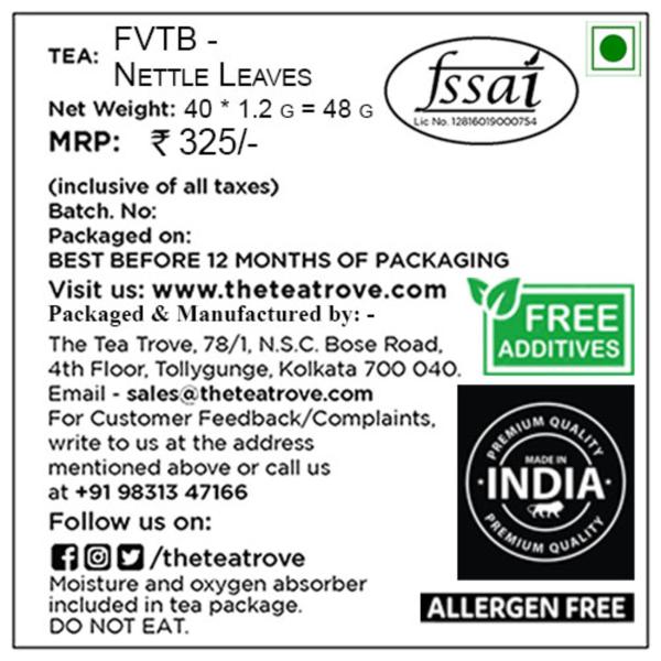 The Tea Trove Stinging Nettle Tea Bags Organic for kidney, raising