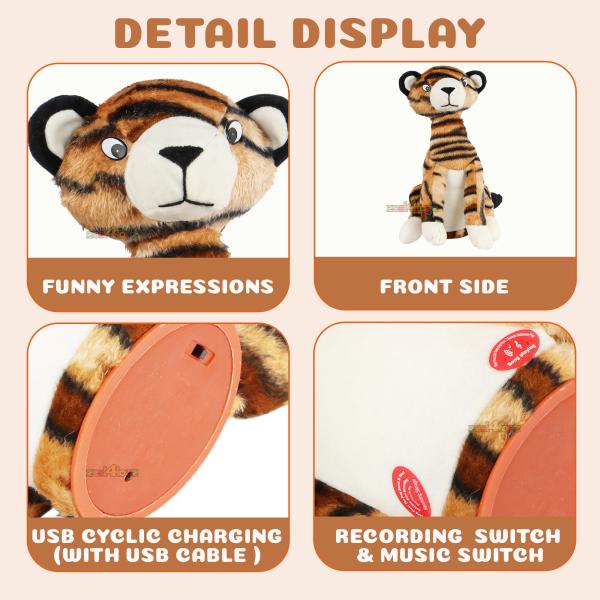Zest 4 Toyz Baby Toys for Kids Dancing Talking Animal Tiger Toy with USB  Cable Can Tiger Can Sing Wriggle Records Repeat What You Say Funny  Educational Toys for Kids Playing (Dancing