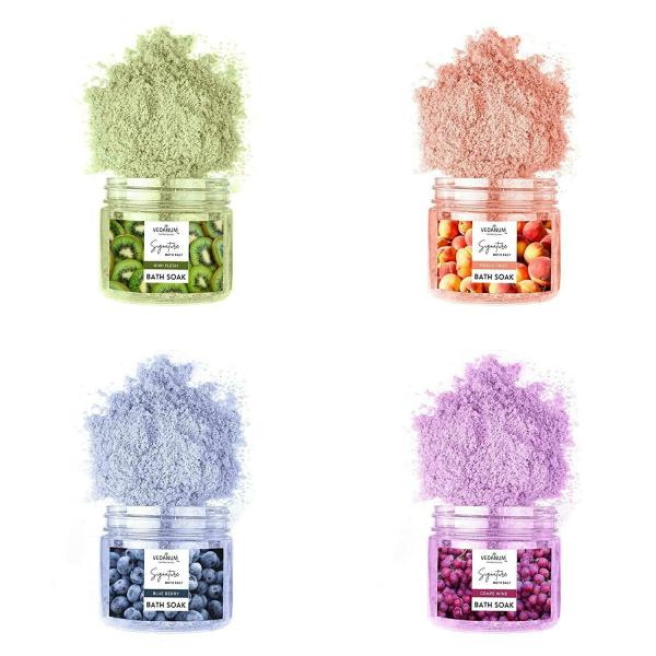 VEDANUM Kiwi, Blueberry, Peach Bath Salts Skin Care, Pain Relief and Foot Massage 100 g (Pack of