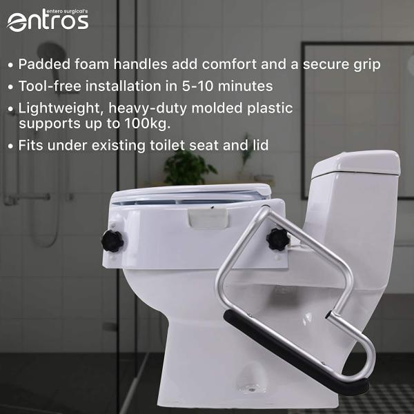 Entros Premium Commode Toilet Seat Raiser Elevator with Lift Padded