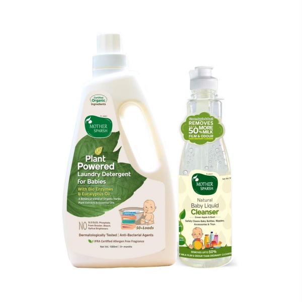 Mother Sparsh Combo Of Plant Powered Laundry Liquid Detergent And