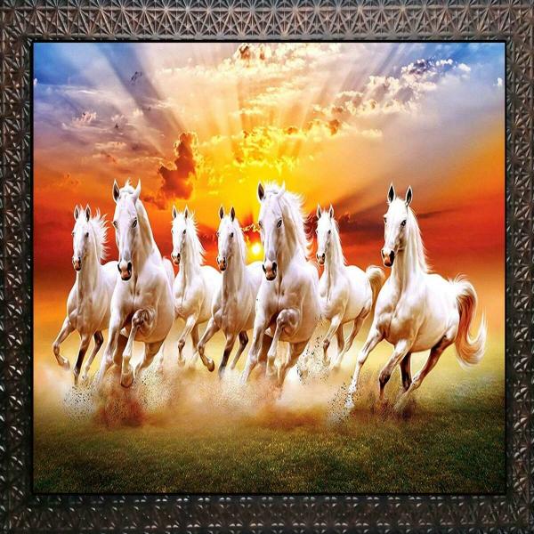 7 Running Horse Vastu UV Textured Home Decorative Gift Item Painting |  Framed Painting 12 X 18 Inch - JioMart