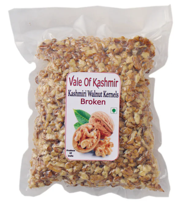 Vale Of Kashmir Walnut Kernels Broken 500 Grams Vacuum Packed, Kashmiri