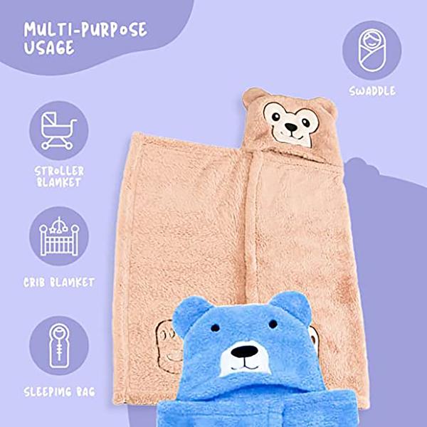 My New born Baby Blanket Pack of 2 (Blue Bear, Brown Bear) Baby