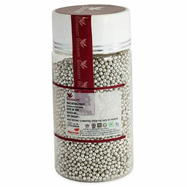 BLOSSOM Edible Silver Balls Sprinkles for Cake Decoration (Size 00