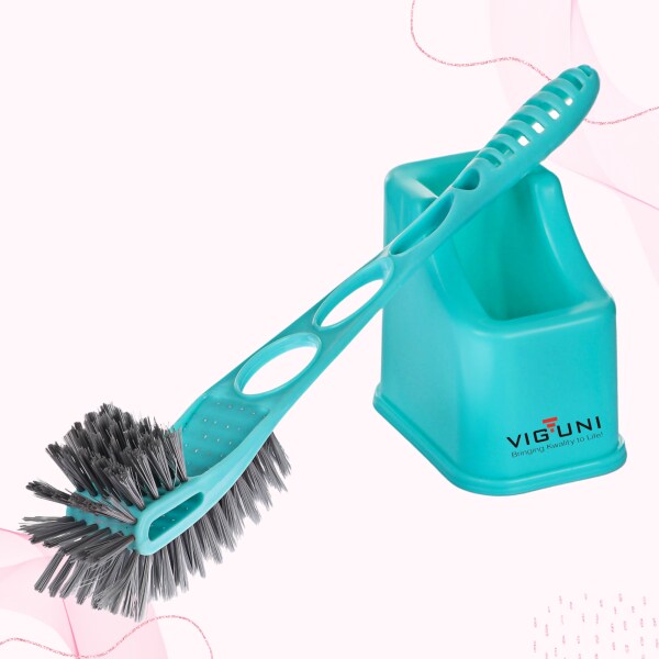 Viguni Toilet Brush With Holder (Pearl) Double Hockey, Superior PET