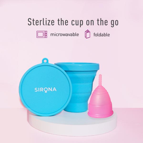 Sirona Collapsible Silicone Cup Foldable Sterilizing Container Cup for Menstrual Cups 1 Unit