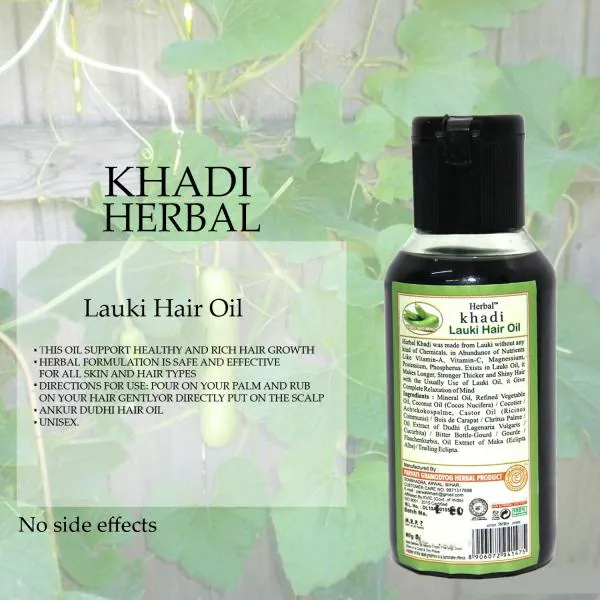 Herbal Khadi Herbal Hair Oil, Lauki Ka Tel Hair Oil, Pure Herbal Ayurvedic Lauki  Hair Oil (400 ml) (Pack of 4) - JioMart