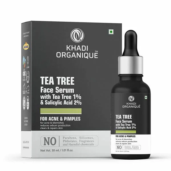 Khadi Organique Tea Tree & Vitamin C Face Serum for Glowing Skin (Pack