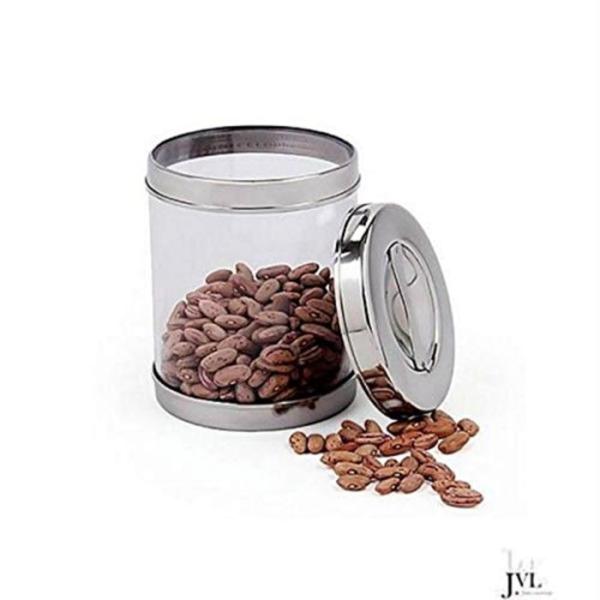 JVL Silver Stainless Steel Air Tight Food Storage Canister Container