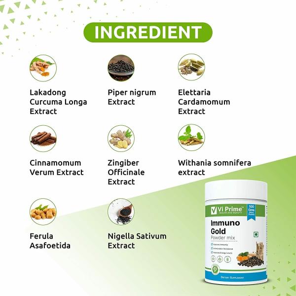 Vi Prime Health and Beauty Immuno Gold Powder, 100 gm Enriched Golden