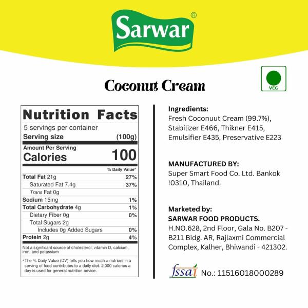 Sawar Coconut Cream 400 Gram JioMart