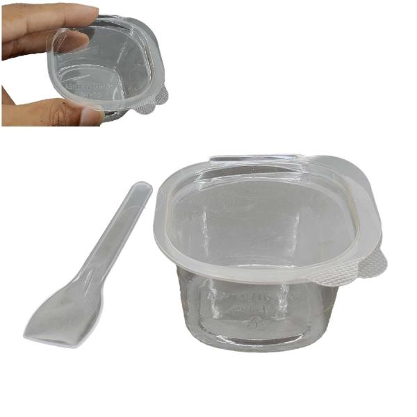 Aumni Crafts Small Plastic Containers With Spoon (Set of 50, Capacity