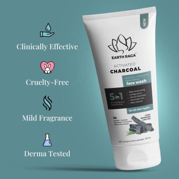EARTHRAGA Activated Charcoal Face Wash Oily Skin Type Gel Argan Oil And