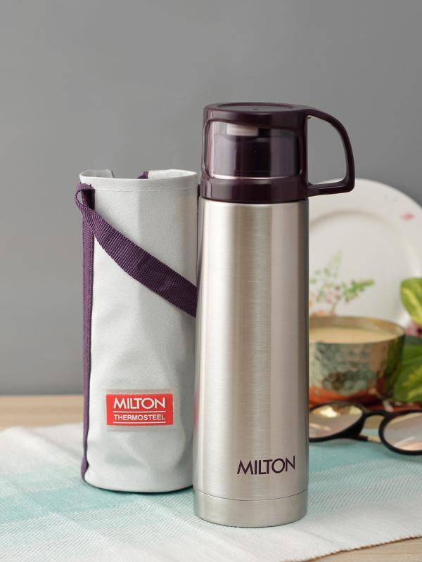 Milton Glassy Purple Stainless Steel Vacuum Insulated Water Bottle With Drinking Cup Lid 1000 Ml Jiomart