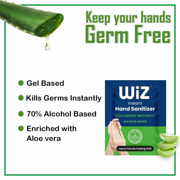 WiZ Alcohol Based Hand Sanitizer Gel with Added Moisturizers & Aloe