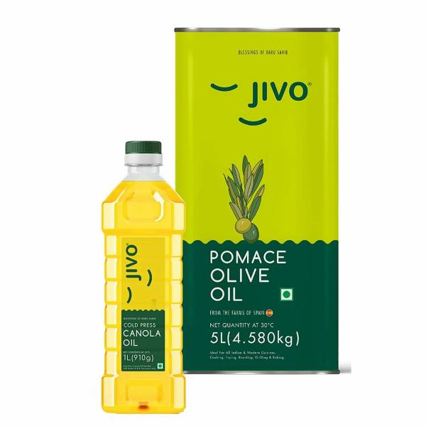 Jivo Cold Pressed Canola Oil 1 Ltr+ Jivo Pomace Olive Oil 5 Ltr JioMart