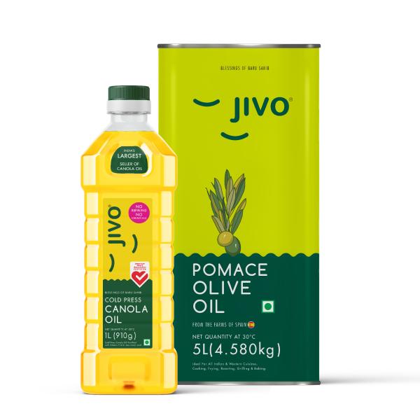 Jivo Cold Pressed Canola Oil 1 Ltr + Pomace Olive Oil 5 Ltr JioMart
