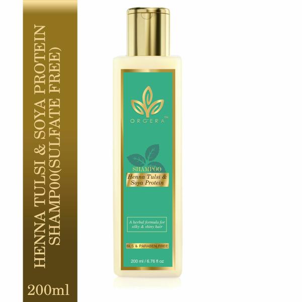 Orgera Herbal Sulfate Free Shampoo Henna Tulsi With Soya Protein (Hair