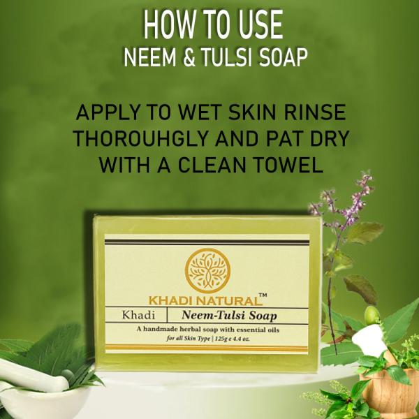Khadi Natural Neem Tulsi Bathing Herbal Soap For Remove Dead Cell & Refreshes The Skin Pack of 5