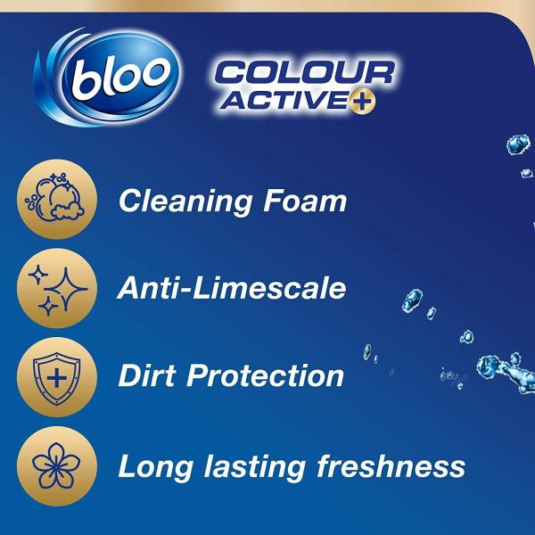 Bloo 4in1 Solid Toilet Rim Block Toilet Cleaner Colour Active Blue