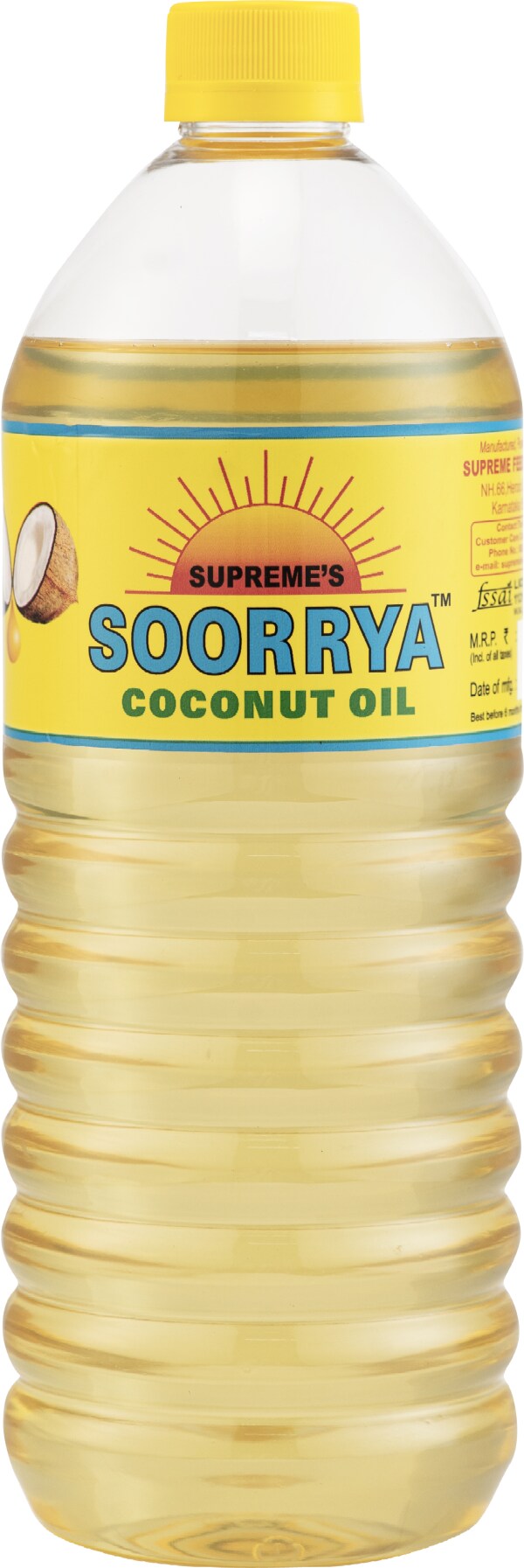 SUPREME SOORRYA COOKING COCONUT OIL 1 LTR BOTTLE KARNATAKA COCONUTS