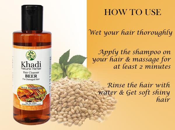 KHADI HERBAL Beer Shampoo For Control Frizz Strong Bouncy & Healthy Hair  Pack Of 4 - JioMart