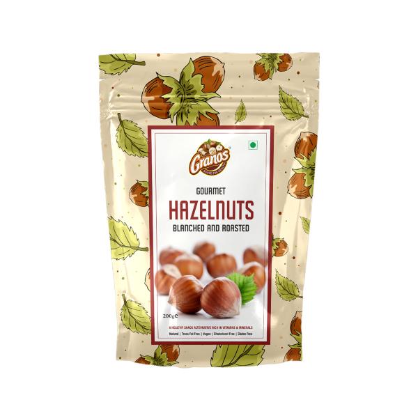 Granos Hazelnuts 200g Dry Fruits Real Nuts Blanched & Roasted
