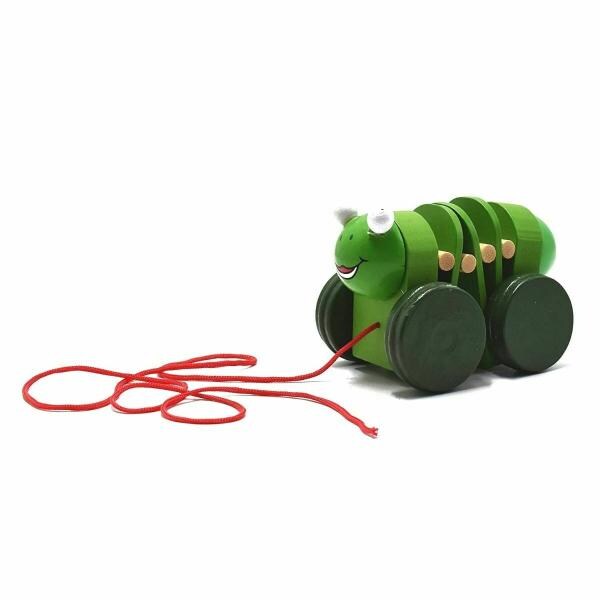 Channapatna Toys WalkALong Pull Along Toy Wooden Caterpillar for 12