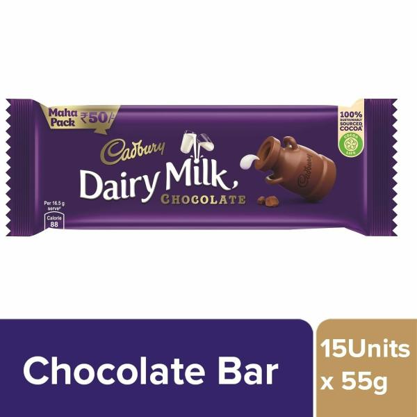 Cadbury Dairy Milk Chocolate Bar, 55g Maha Pack (Pack of 15) JioMart