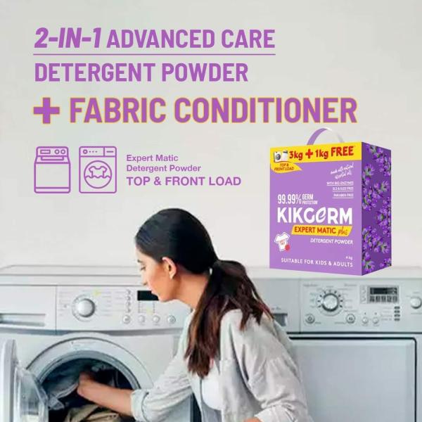 KIKGERM 2in1 ADVANCED Top & Front Load Detergent Powder + FABRIC