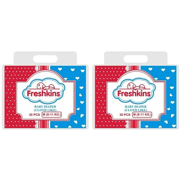 Freshkins Gel Baby Diaper L, 30 Pcs Each (Pack of 2) JioMart