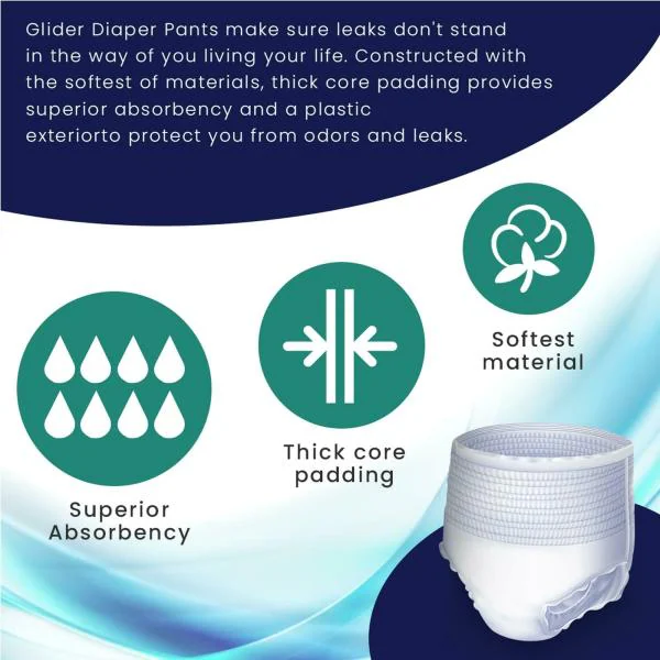 Glider Adult Diaper Pull Ups LARGE-XL - Pant Style (35-47 inch, 90-120 ...