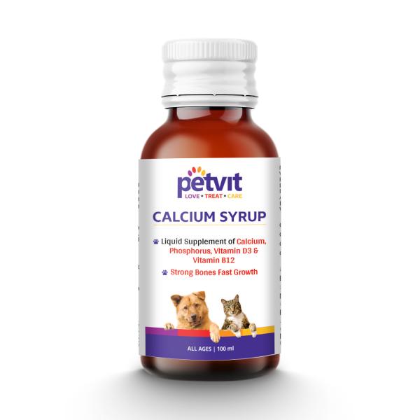 Petvit Calcium Syrup with Calcium, Phosphorous, Vitamin D3 & B12 for