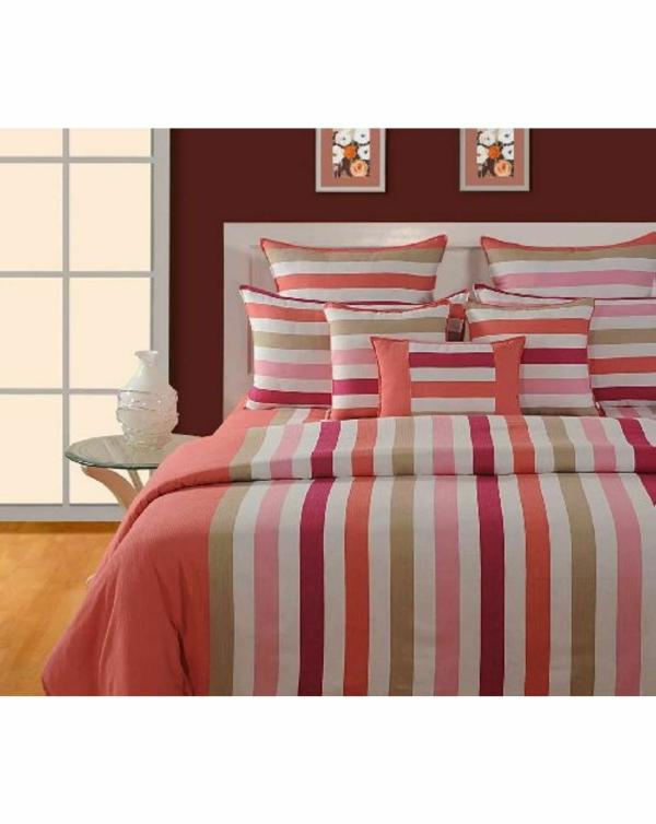 Swayam Striped Design Cotton Extra Large King Bedsheet with 2 Pillow