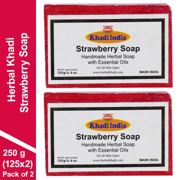 Herbal Khadi NATURAL STRAWBERRY SOAP with Vitamin C to Nourishing and