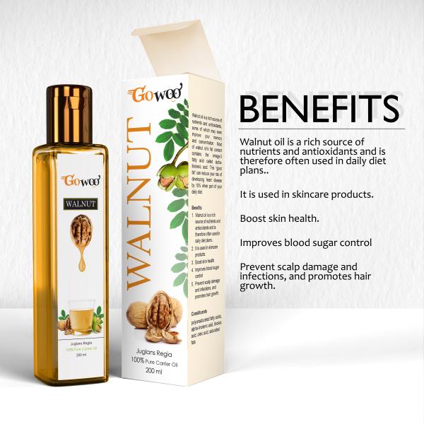 GO WOO 100% Pure walnut carrier oil good for hair 200 ML - JioMart