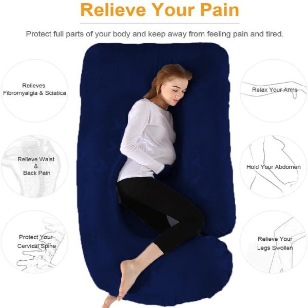 Angel Mommy J Shape Microfibre Solid Pregnancy Pillow Pack of 1 (Dark Blue) JioMart