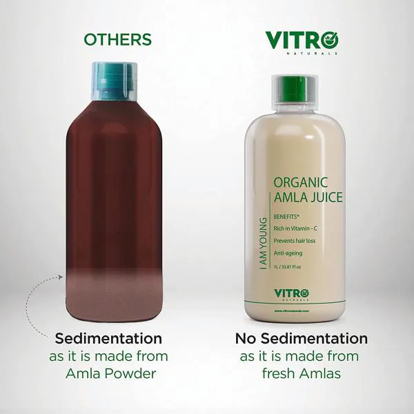 VITRO Organic Amla Juice With Pulp 1L Indian Gooseberry Juice With