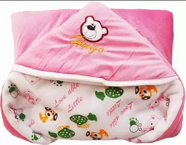 My New Born Cartoon Crib Hooded Baby Blanket for AC Room (Polyester, Pink,  Beige) - JioMart