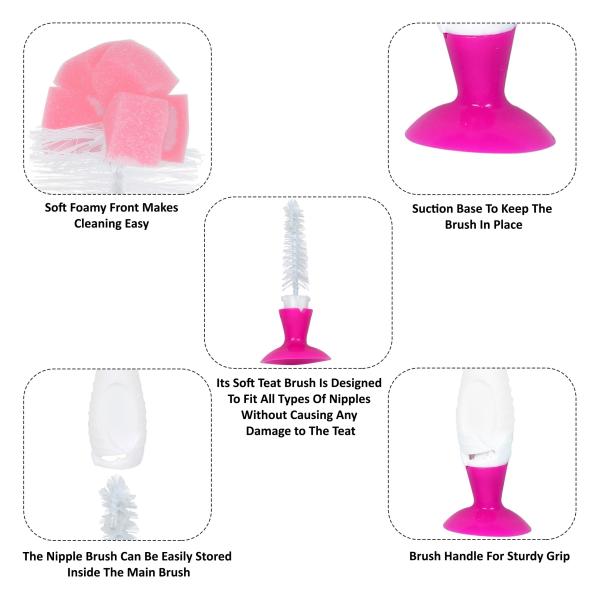 1st Step 2 in 1 Bottle & Nipple Cleaning Brush Pink JioMart