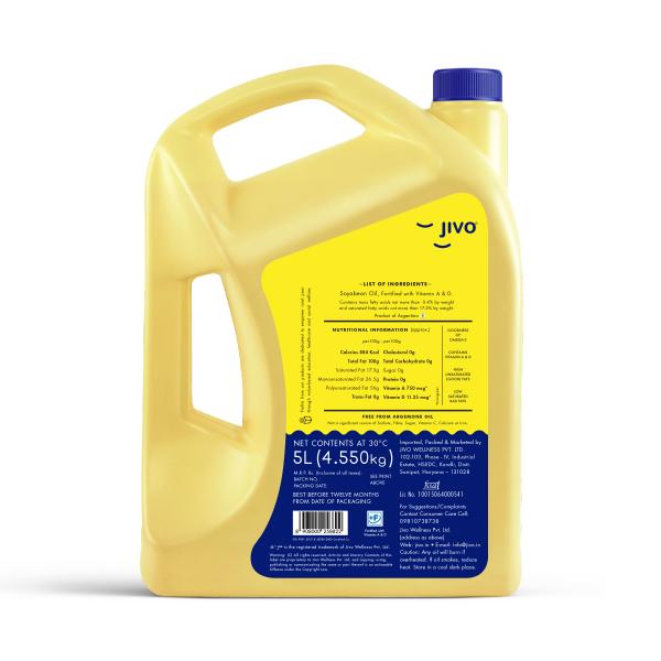 JIVO Cold Press Soyabean Oil 5 Ltr with Jivo Cold Press Sunflower Oil 1