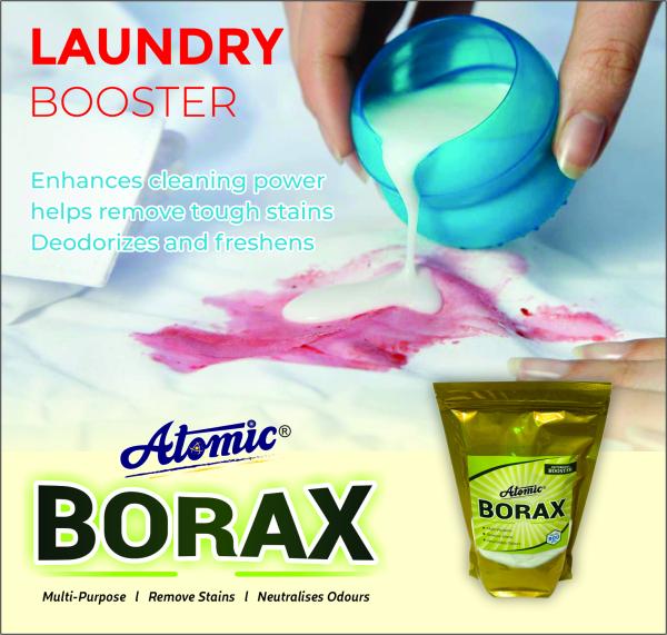 Atomic Borax White Powder 900 GM For Detergent booster in Cleaning Clothes, Ants Killer