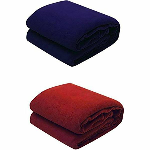 Goyal's multicolor Solid Double Bed Fleece Blanket 88 x 88 Inch, Pack