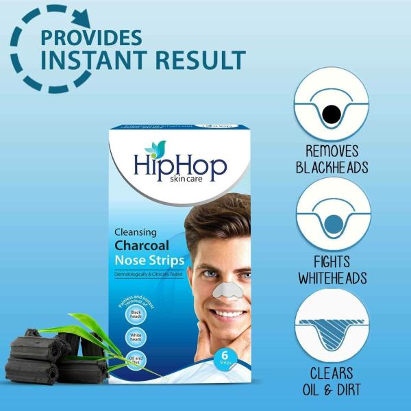 Hip Hop Charcoal Nose Strips Men Blackhead Remover Strips 6 gm 6 Pcs JioMart