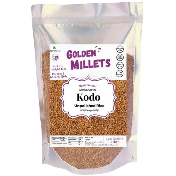 GOLDEN MILLETS Kodo Millet 1kg Unpolished Rice 100 Gluten Free
