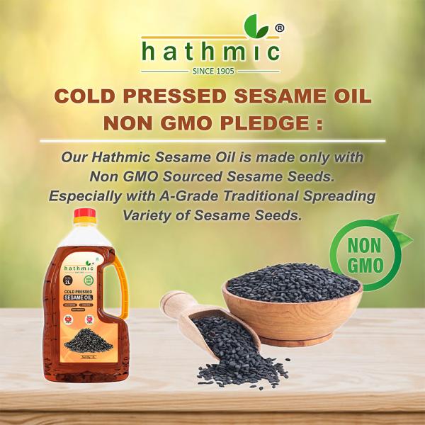Hathmic Cold Pressed Sesame / Gingelly / Til Oil, 2L HDPE (Un Refined