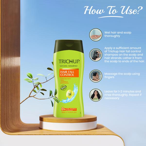 Trichup Hair Fall Control Natural Shampoo - Enriched Amla, Licorice &  Bhringaraj - Help to Reduce Hair Fall & Thinning Hair (Pack of 2 x 200 ml)  - JioMart