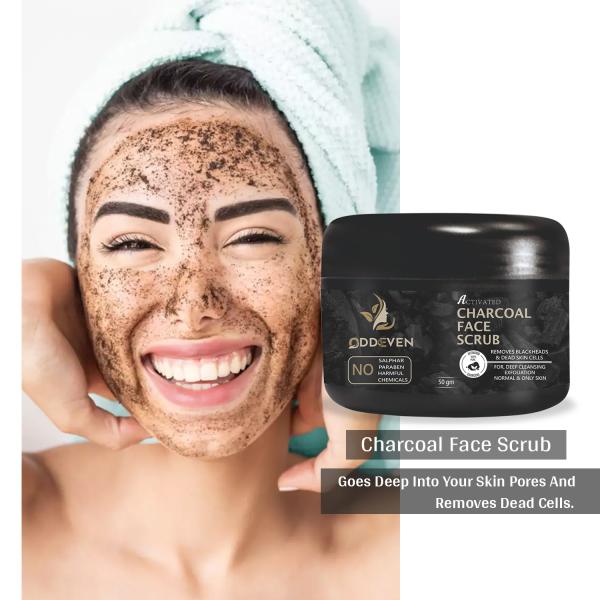 ODDEVEN Charcoal Face Scrub for Exfoliation, Antiacne & Pimples