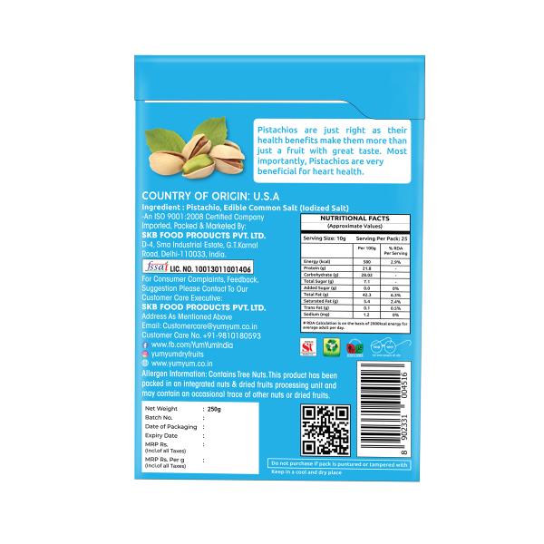 YUM YUM Roasted & Salted Pista (Pistachio Nuts) 500gm (Pack of 2